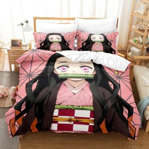 Parure de lit Nezuko Kamado Demon Slayer Manga Mignon, Nezuko Kamado Lover 2 Housse De Couette Ensemble De Literie