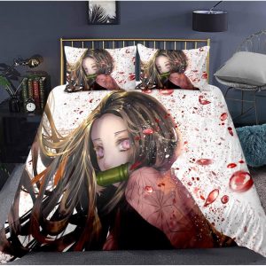 Parure de lit Demon Slayer Nezuko Tanjiro Housse De Couette Ensemble De Literie