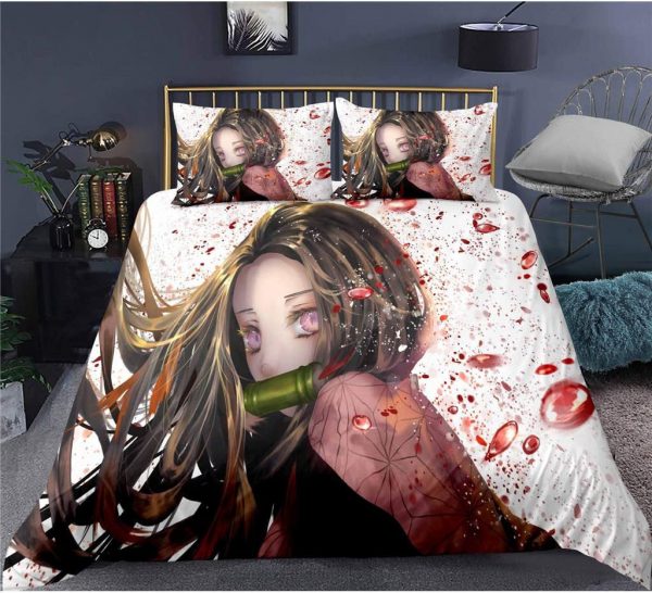 Parure de lit Demon Slayer Nezuko Tanjiro Housse De Couette Ensemble De Literie