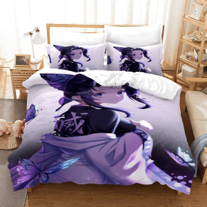 Parure de lit Demon Slayer Kimetsu No Yaiba Kochou Shinobu 4 Housse De Couette Ensemble De Literie