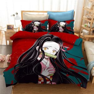 Parure de lit Nezuko Kamado Demon Slayer Manga Mignon, Amant de Nezuko Kamado 7 Housse De Couette Ensemble De Literie