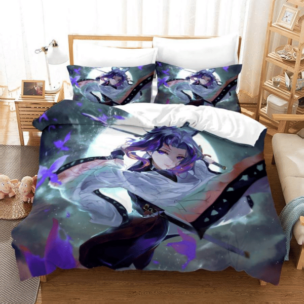Parure de lit Demon Slayer Kimetsu No Yaiba Kochou Shinobu 11 Housse De Couette Ensemble De Literie