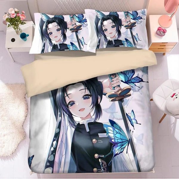Parure de lit Demon Slayer Kimetsu No Yaiba kocho shinobu adorable Housse De Couette Ensemble De Literie