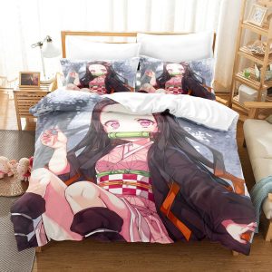 Parure de lit Nezuko Kamado Demon Slayer Manga mignon, amoureux de Nezuko Kamado Housse De Couette Ensemble De Literie