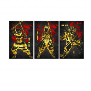 Tableau Demon Slayer Kimetsu no Yaiba Personnages Tanjiro Zemitsu Inosuke 2 Toile Avec cadre