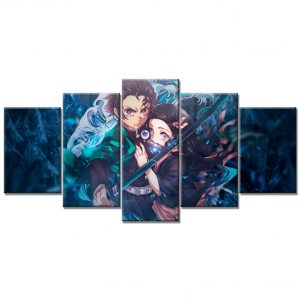 Tableau Tanjiro Nezuko Demon Slayer Kimetsu No Yaiba 5 Toile Avec Cadre