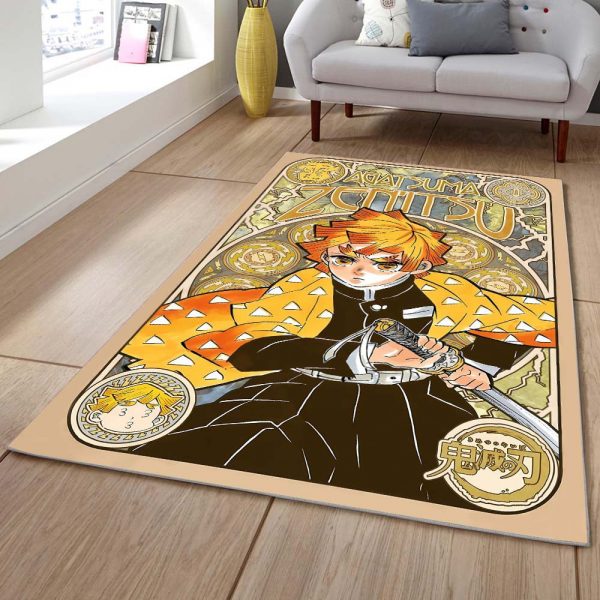Tapis Zenitsu Demon Slayer Kimetsu No Yaiba Tapis Chambre – Image 2
