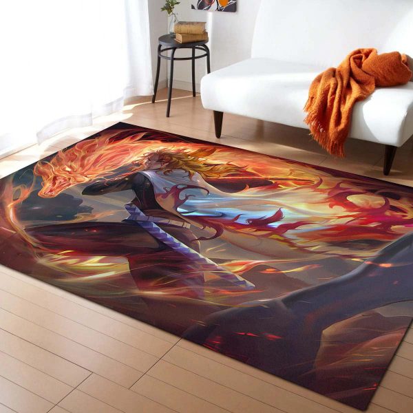 Tapis Rengoku Demon Slayer Kimetsu No Yaiba 3 Tapis Chambre – Image 2