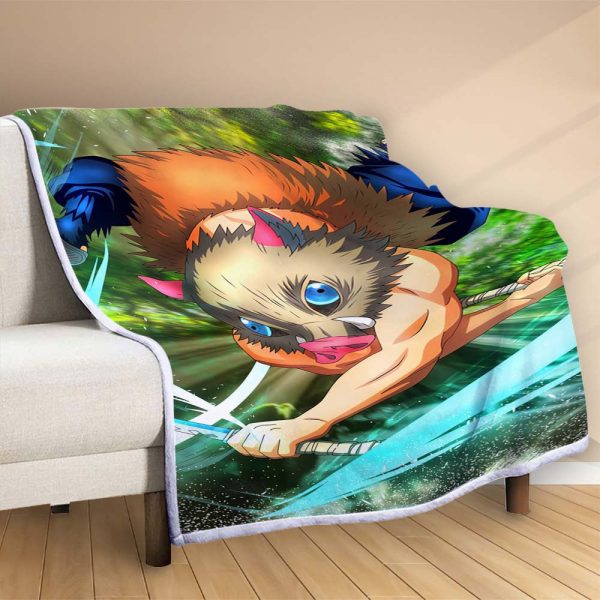 Couverture Inosuke Demon Slayer Kimetsu no Yaiba Plaid Polaire Plaid Canapé – Image 2