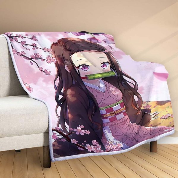 Couverture Nezuko Demon Slayer Kimetsu No Yaiba 1001 Plaid Polaire Plaid Canapé – Image 2