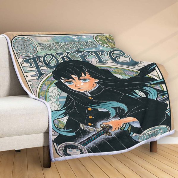 Couverture Tokito Demon Slayer Kimetsu no Yaiba Plaid Polaire Plaid Canapé – Image 2