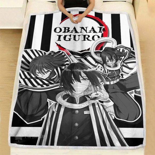 Couverture Obanai Iguro Demon Slayer 01 Plaid Polaire Plaid Canapé – Image 3