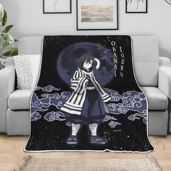 Couverture Obanai Iguro Demon Slayer 02 Plaid Polaire Plaid Canapé – Image 3