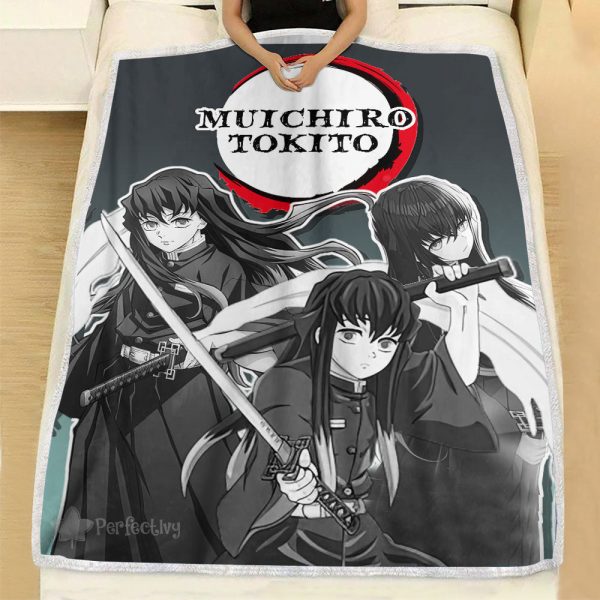 Couverture Muichiro Demon Slayer Plaid Polaire Plaid Canapé – Image 3