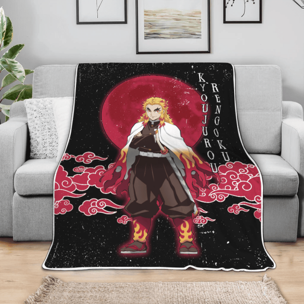 Couverture Kyoujurou Rengoku Demon Slayer Plaid Polaire Plaid Canapé – Image 3