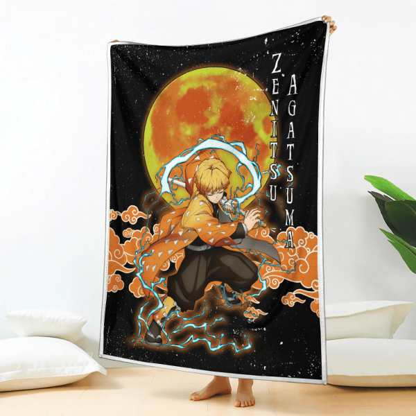 Couverture Zenitsu Agatsuma Demon Slayer Plaid Polaire Plaid Canapé – Image 2