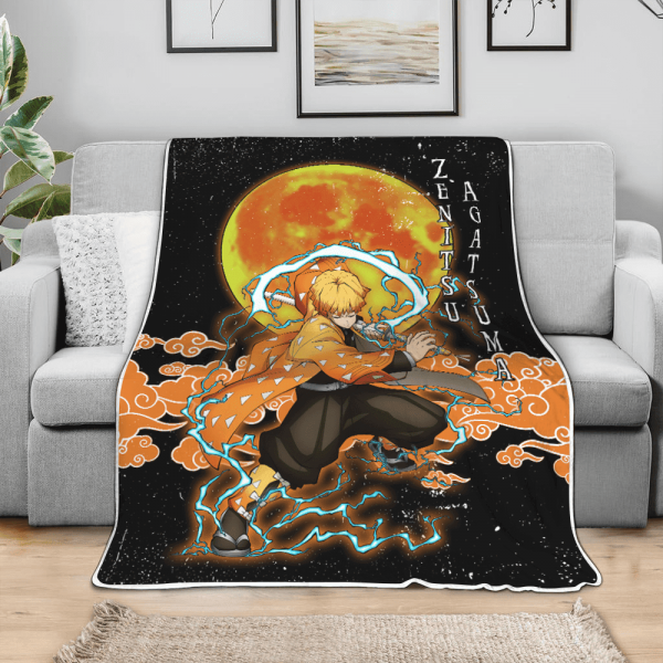 Couverture Zenitsu Agatsuma Demon Slayer Plaid Polaire Plaid Canapé – Image 3