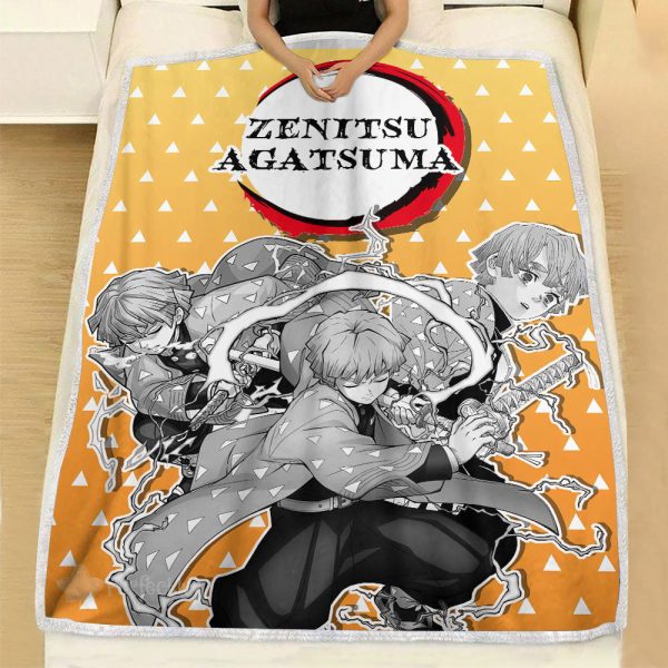Couverture Zenitsu Demon Slayer Plaid Polaire Plaid Canapé – Image 3