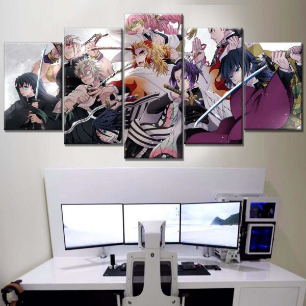 Tableau Demon Slayer Kimetsu No Yaiba Tous les personnages 6 Toile Avec Cadre – Image 2