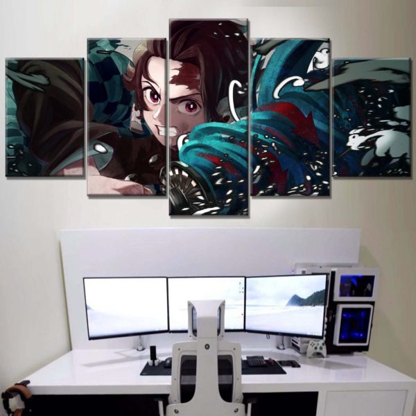 Tableau Tanjiro Demon Slayer Kimetsu No Yaiba 2 Toile Avec Cadre – Image 2