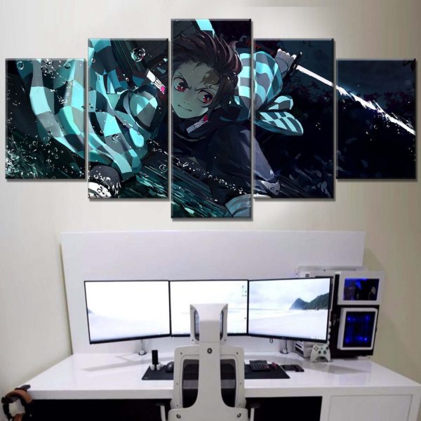 Tableau Tanjiro Demon Slayer Kimetsu No Yaiba 4 Toile Avec Cadre – Image 2