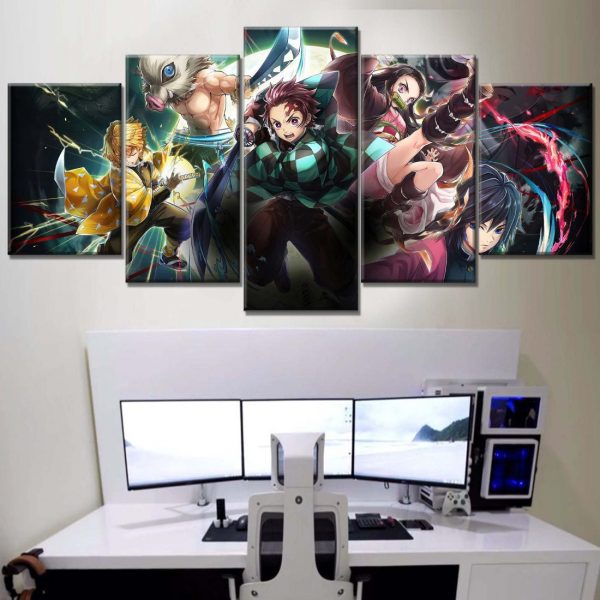 Tableau Demon Slayer Kimetsu No Yaiba Tous les personnages Toile Avec Cadre – Image 2