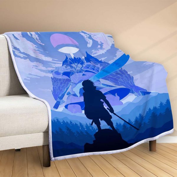 Plaid Sasuke Uchiwa dans Naruto Shippuden Couverture Polaire Plaid Canapé – Image 2