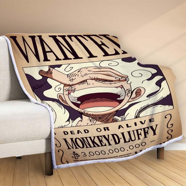 Plaid Wanted Monkey D Luffy Gear 5 en une seule pièce Couverture Polaire Plaid Canapé – Image 2