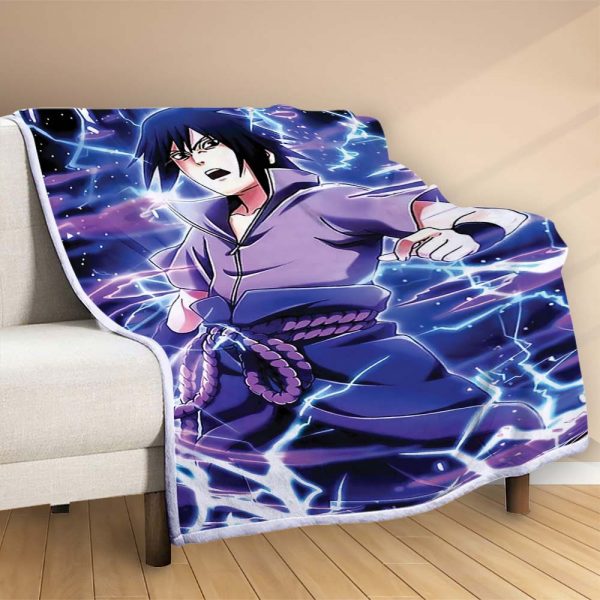 Plaid Uchiha Sasuke dans Naruto personnage 1001 Couverture Polaire Plaid Canapé – Image 2