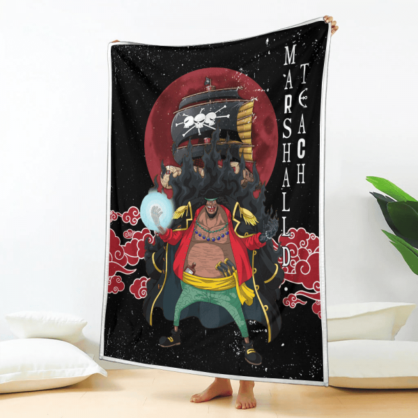 Plaid Marshall D. Teach Blackbeard One Piece Couverture Plaid Polaire Plaid Canapé – Image 2