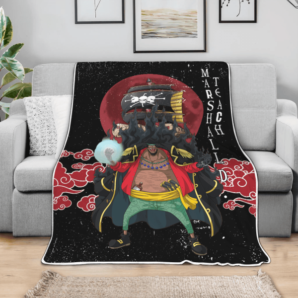 Plaid Marshall D. Teach Blackbeard One Piece Couverture Plaid Polaire Plaid Canapé – Image 3