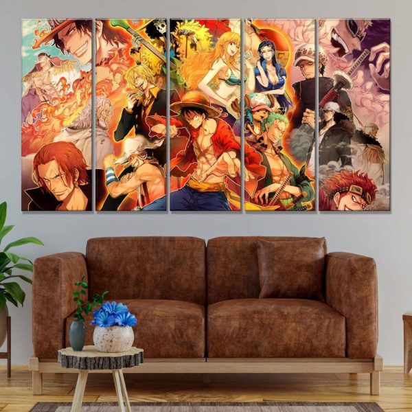 Tableau One Piece Tous Les Personnages 26 Toile Avec Cadre – Image 2