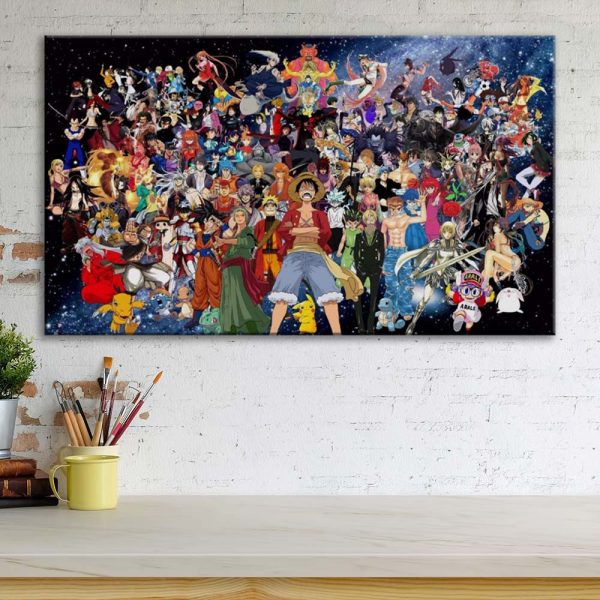Tableau One Piece Tous Les Personnages 31 Toile Avec Cadre – Image 3