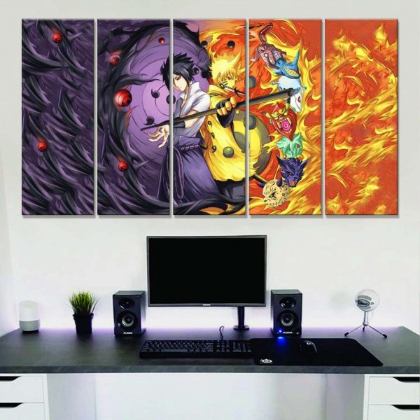 Tableau Naruto Sasuke et Naruto 11 Toile Avec Cadre – Image 2