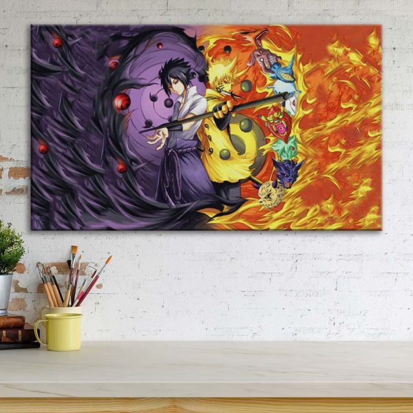 Tableau Naruto Sasuke et Naruto 11 Toile Avec Cadre – Image 3