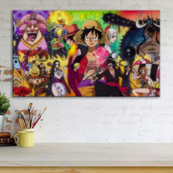 Tableau One Piece Tous Les Personnages 35 Toile Avec Cadre – Image 3