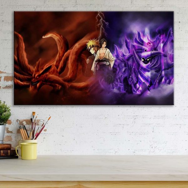 Tableau Naruto Uchiha Sasuke et Naruto 35 Toile Avec Cadre – Image 3