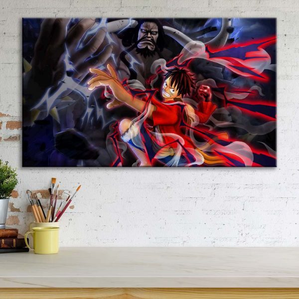 Tableau One Piece Luffy et Kaido 14 Toile Avec Cadre – Image 3