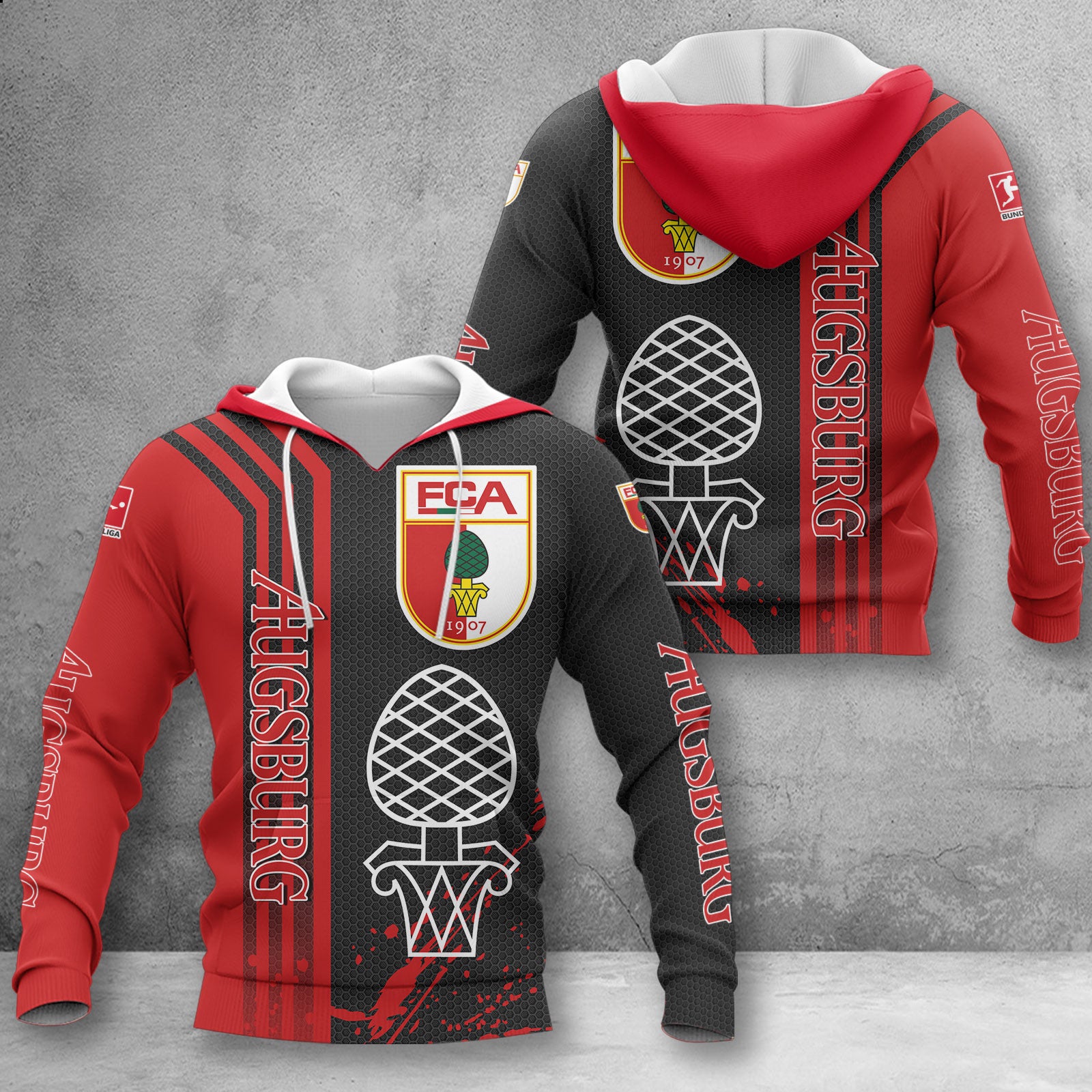 FC Augsburg Hoodie Herren | FCA Kapuzenpullover WINA2747