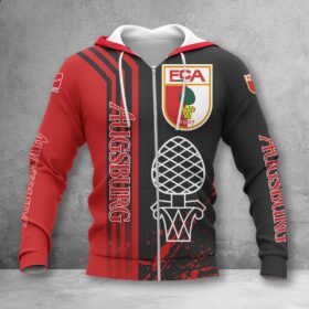 FC Augsburg Hoodie Zip Herren | FCA Kapuzenjacke mit Reißverschluss WINA2747