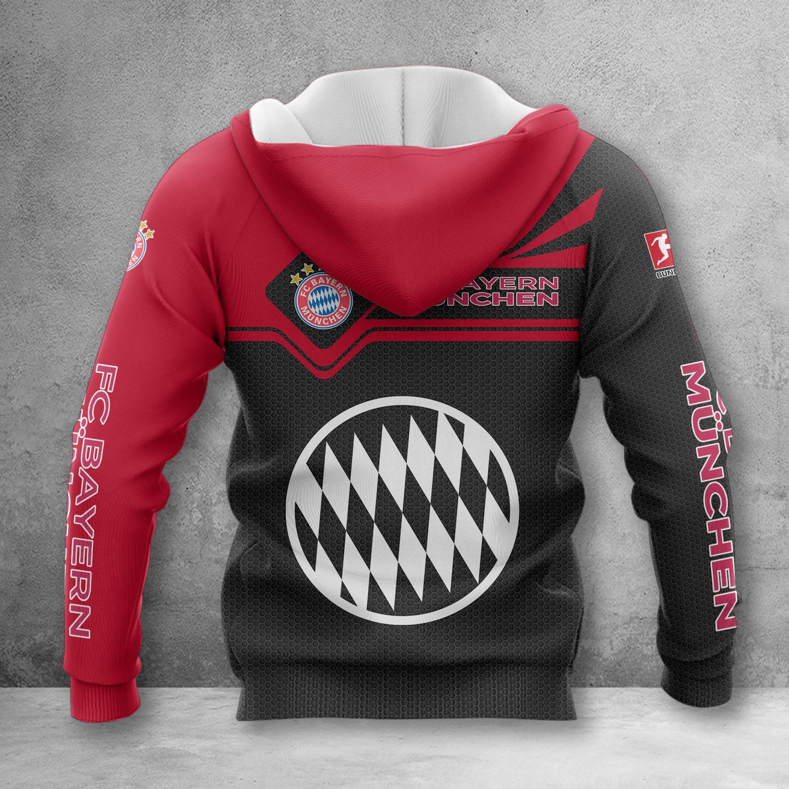 Bayern München Hoodie Zip Herren | FCB Kapuzenjacke mit Reißverschluss WINA3161 – Bild 2