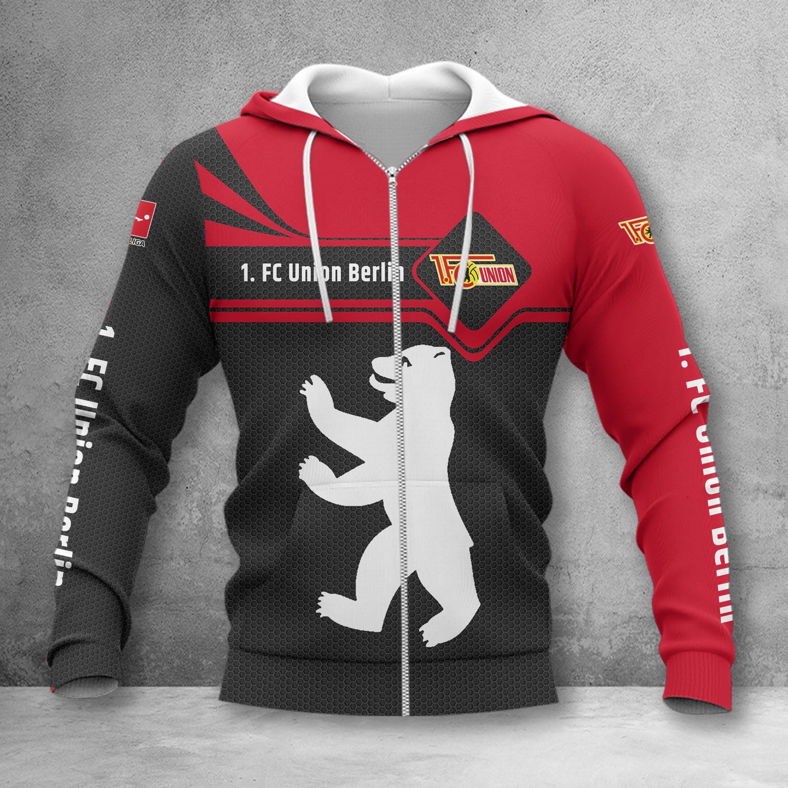 Union Berlin Hoodie Zip Herren | FCU Kapuzenjacke mit Reißverschluss WINA3167