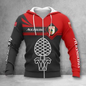 FC Augsburg Hoodie Zip Herren | FCA Kapuzenjacke mit Reißverschluss WINA3160