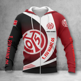 1. FSV Mainz 05 Hoodie Zip Herren | Mainz 05 Kapuzenjacke mit Reißverschluss WINA11452