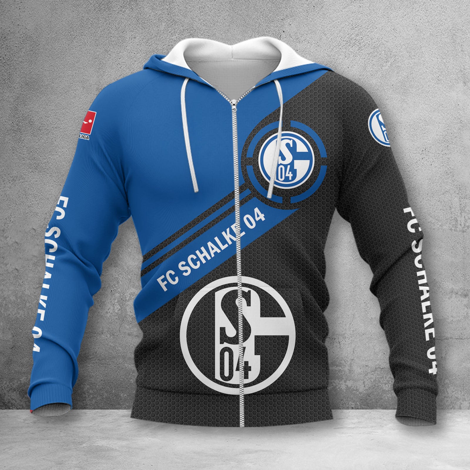 Schalke 04 Hoodie Zip Herren | S04 Kapuzenjacke mit Reißverschluss WINA2864
