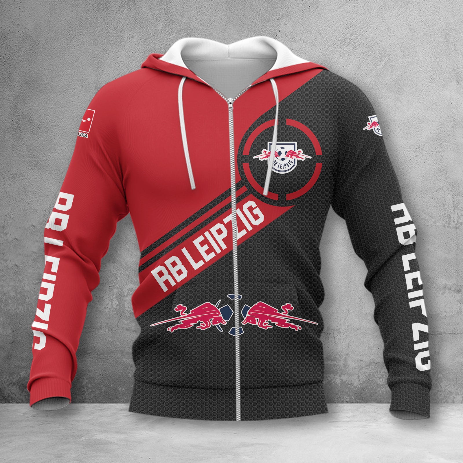 RB Leipzig Hoodie Zip Herren | RBL Kapuzenjacke mit Reißverschluss WINA2862