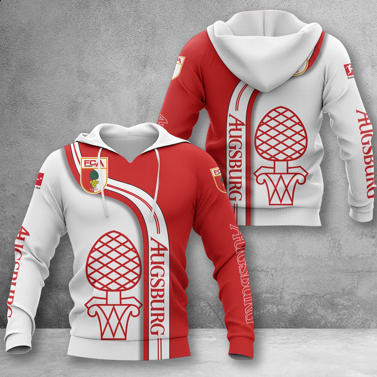 FC Augsburg Hoodie Herren | FCA Kapuzenpullover WINA2803