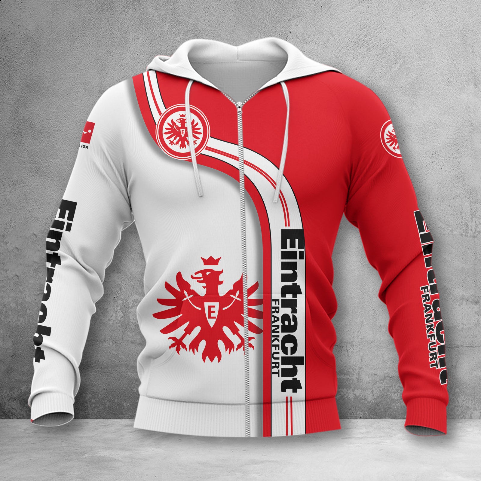 Eintracht Frankfurt Hoodie Zip Herren | SGE Kapuzenjacke mit Reißverschluss WINA2802