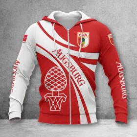 FC Augsburg Hoodie Zip Herren | FCA Kapuzenjacke mit Reißverschluss WINA2450