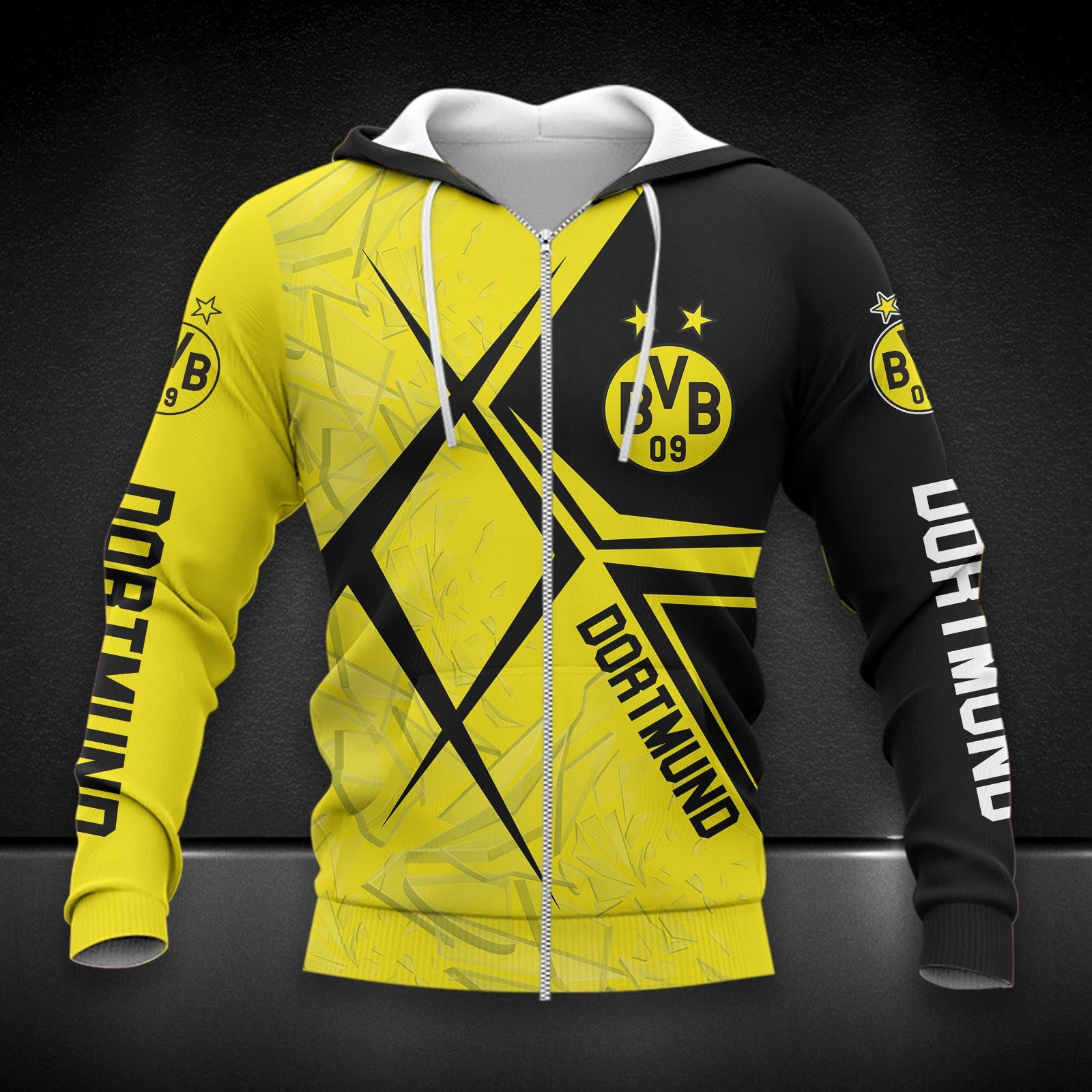 Borussia Dortmund Hoodie Zip Herren | BVB Kapuzenjacke mit Reißverschluss DDQQA90215